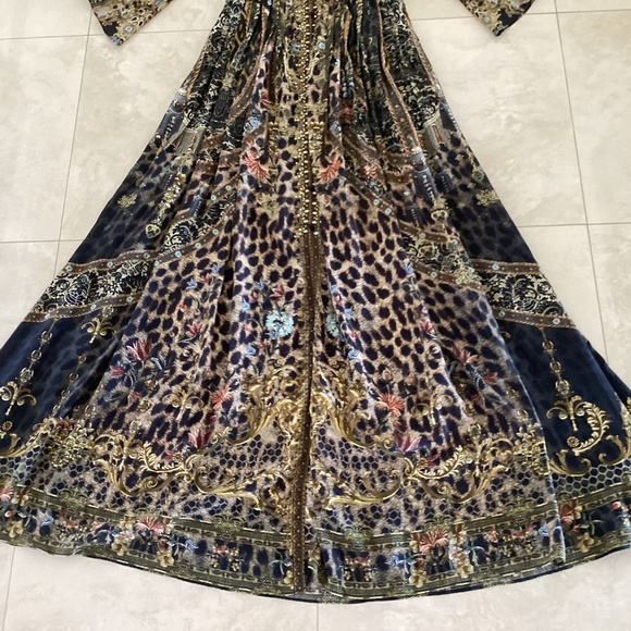 CAMILLA Long Dress With Smocked Waist Bell Sleeves *Abingdon Palace* 100% Silk - Picture 16 of 16